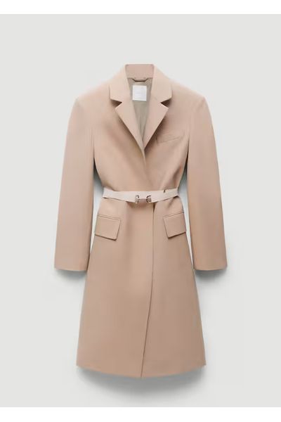 Structured double fabric coat with belt -  Women | Mango United Kingdom