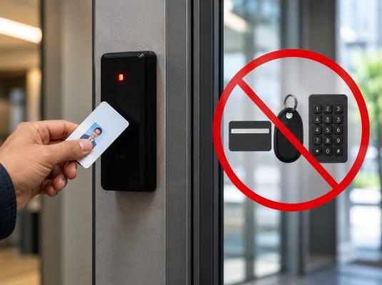 Access credential reader illustrating restrictions on routine entry credentials