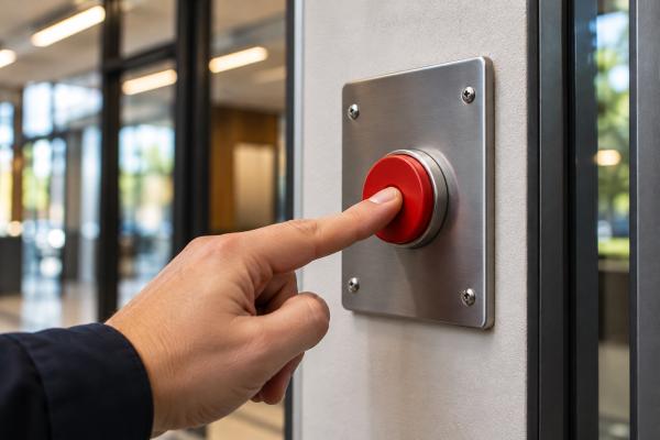 An authorized person activating a facility lockdown control