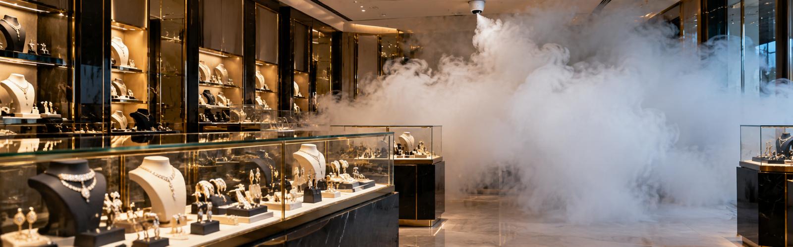 Security fog system deployed inside a commercial jewelry store