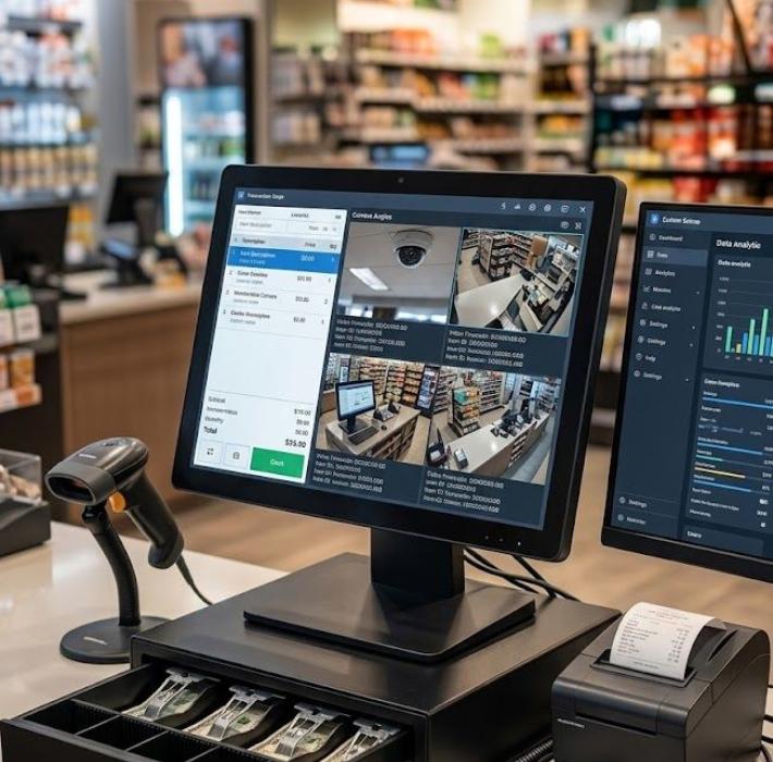 Point of Sale terminal linked to live surveillance logs