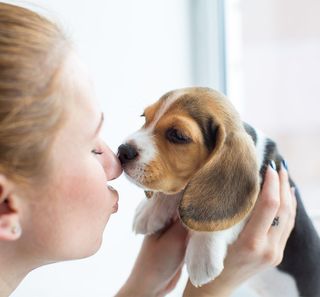 Maîtresse tenant son chien