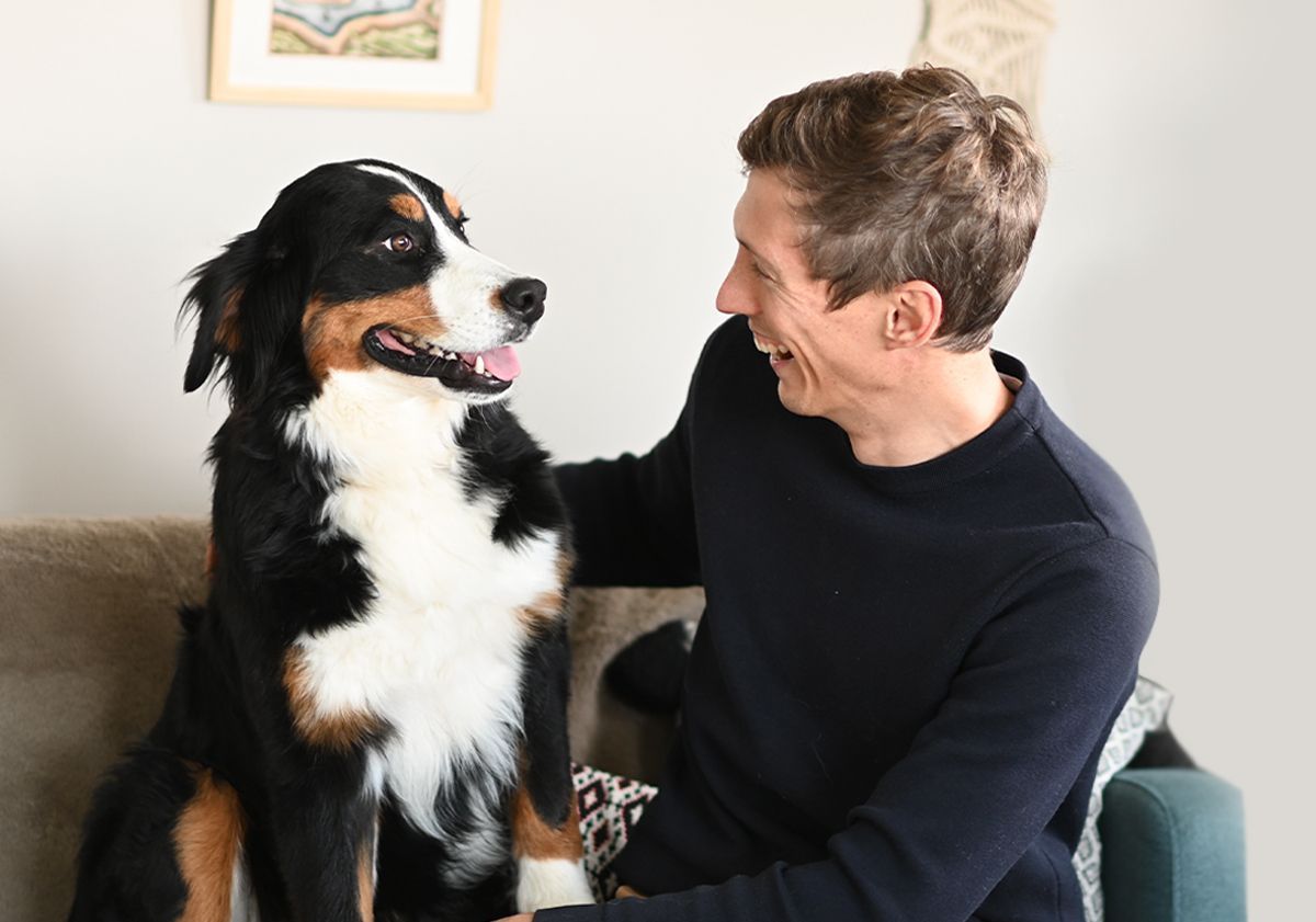 Cane da montagna bernese con il suo padrone