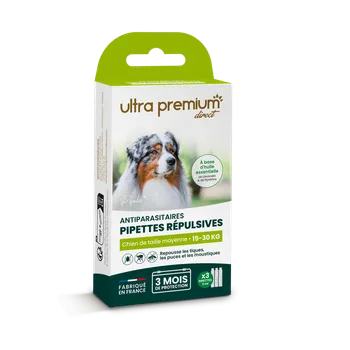 Pipettes répulsives Antiparasitaires pour chien de taille moyenne (15 à 30 kg)