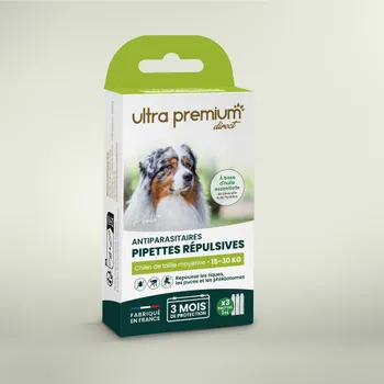 Pipettes répulsives Antiparasitaires pour chien de taille moyenne (15 à 30 kg)