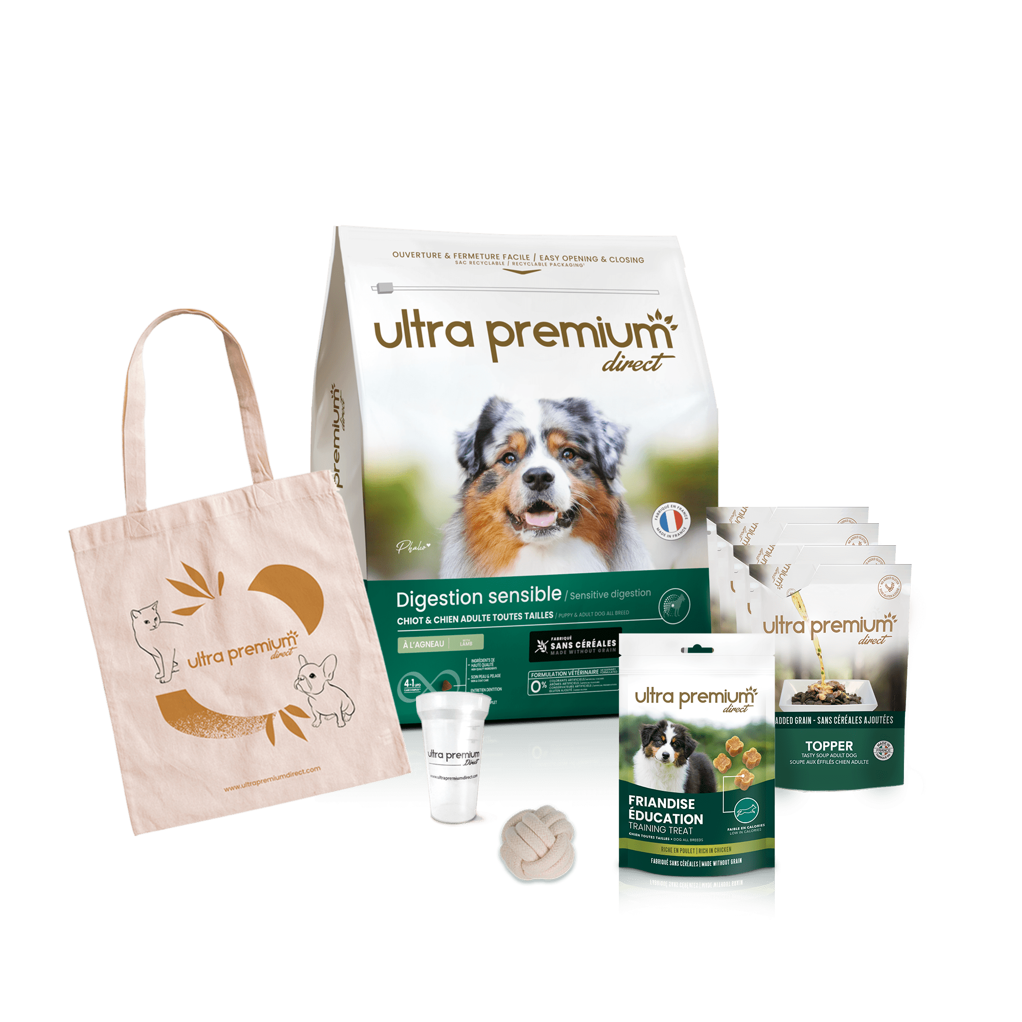 Kit pour chiot digestion sensible Croquettes, jouet, etc. Ultra Premium Direct