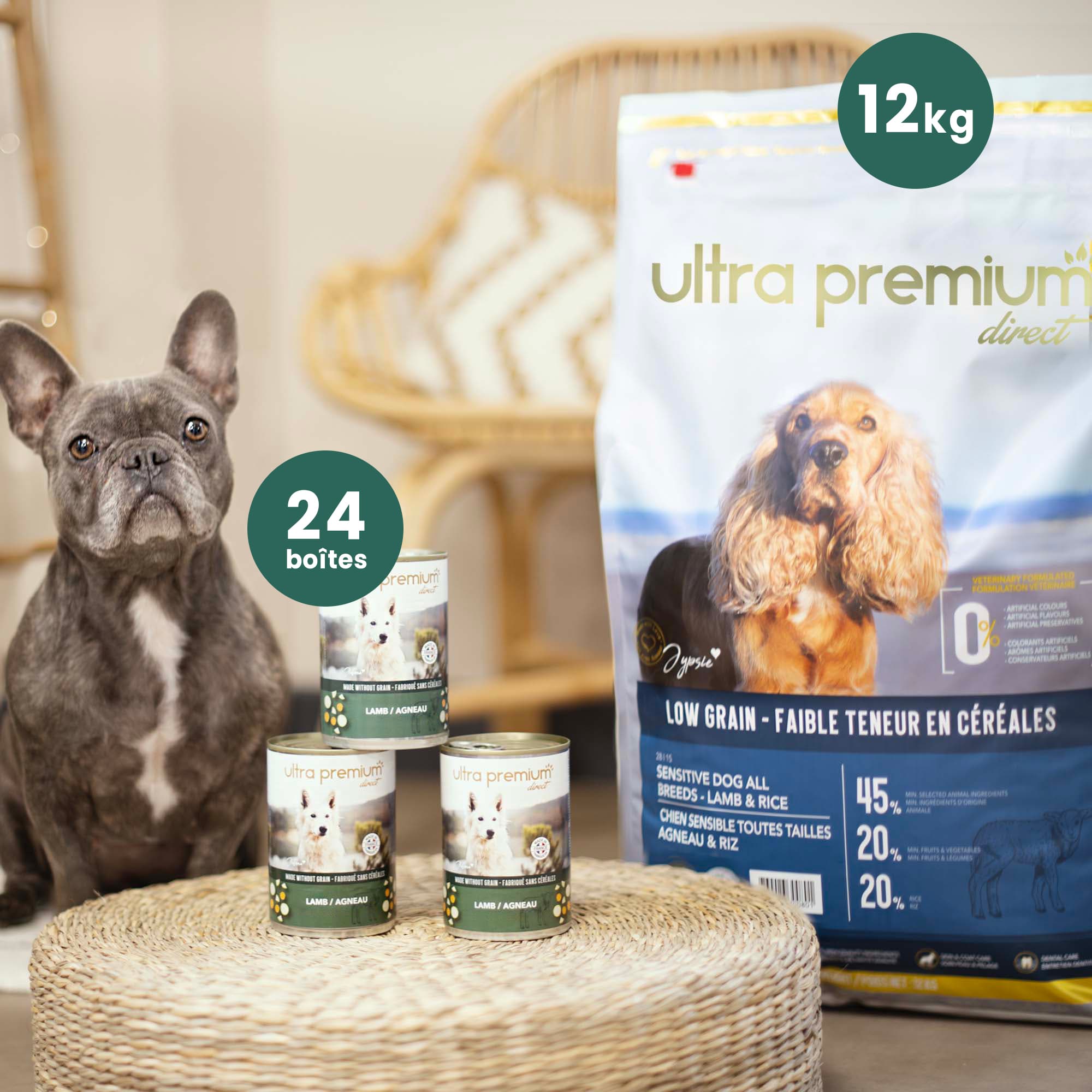 Pack bi-nutrition fabriquée sans céréales pour chien - Ultra Premium Direct