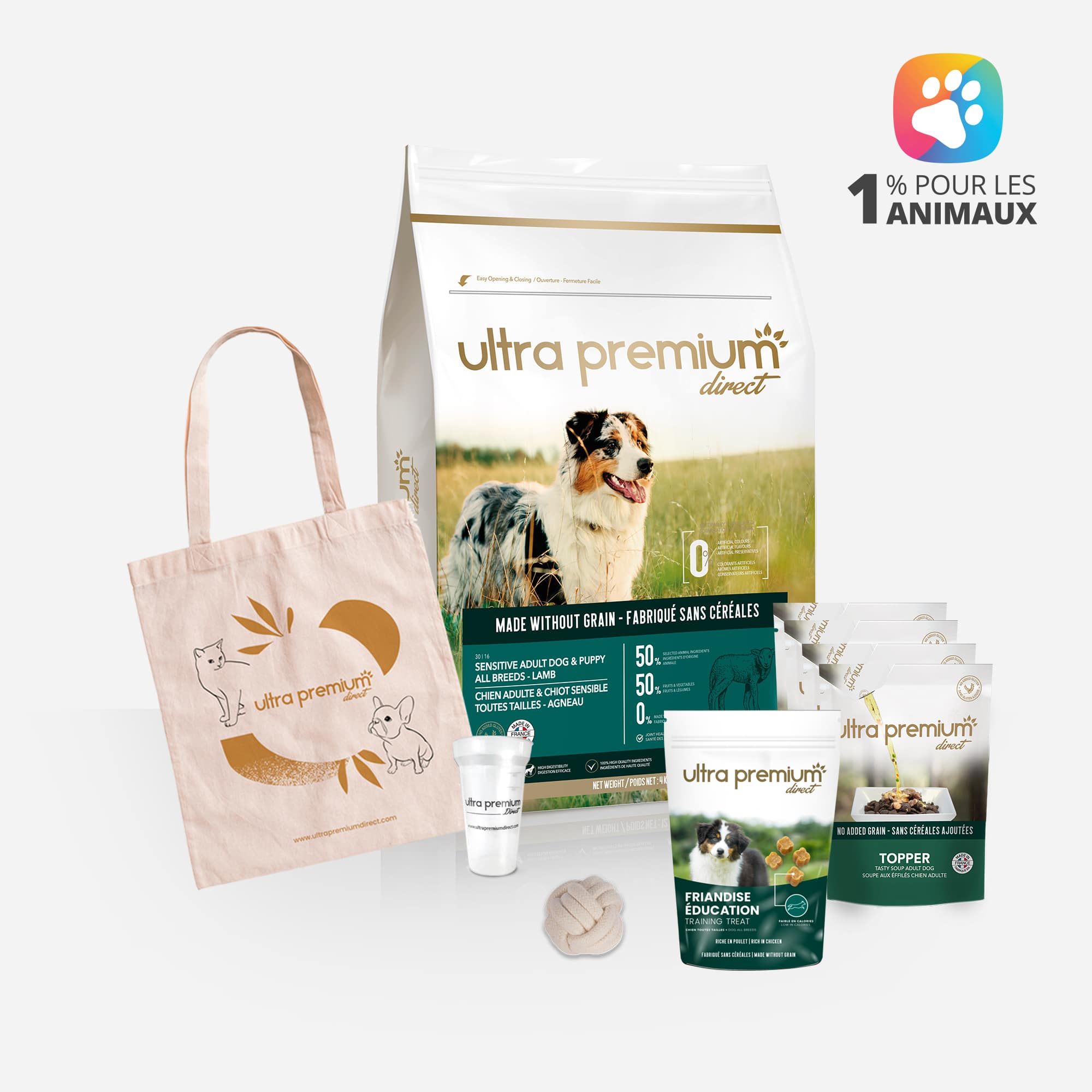 Kit pour chiot digestion sensible  Croquettes, jouet, etc. - Ultra Premium  Direct