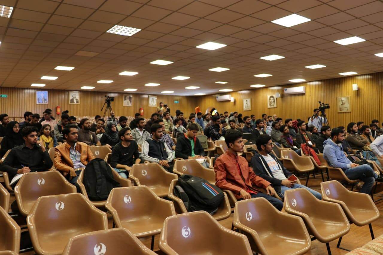 The SMIU auditorium filled with the students while my talk