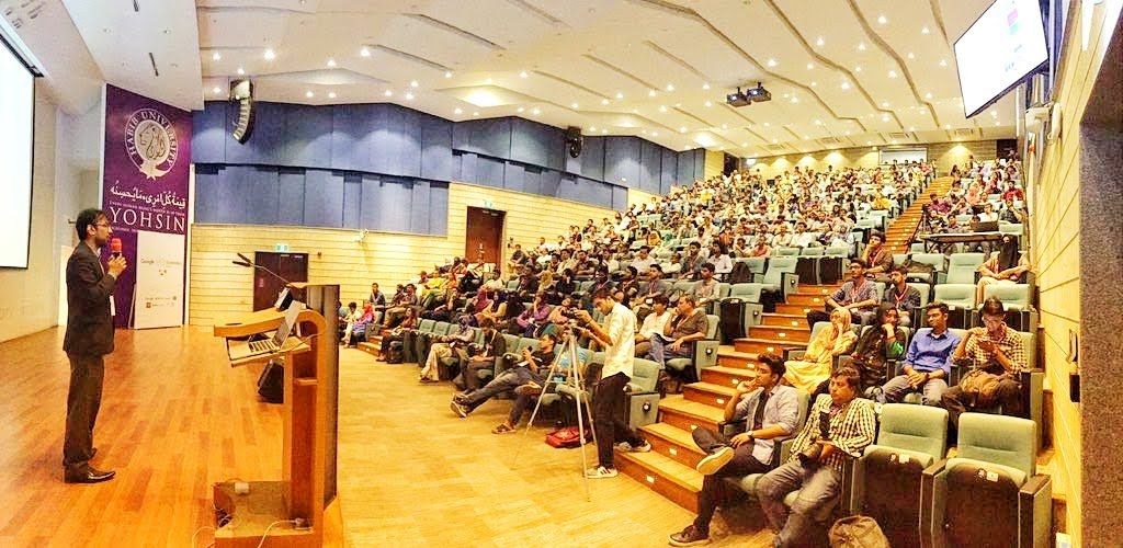 Me, giving talk at GDG DevFest Karachi 2019 at IBA University