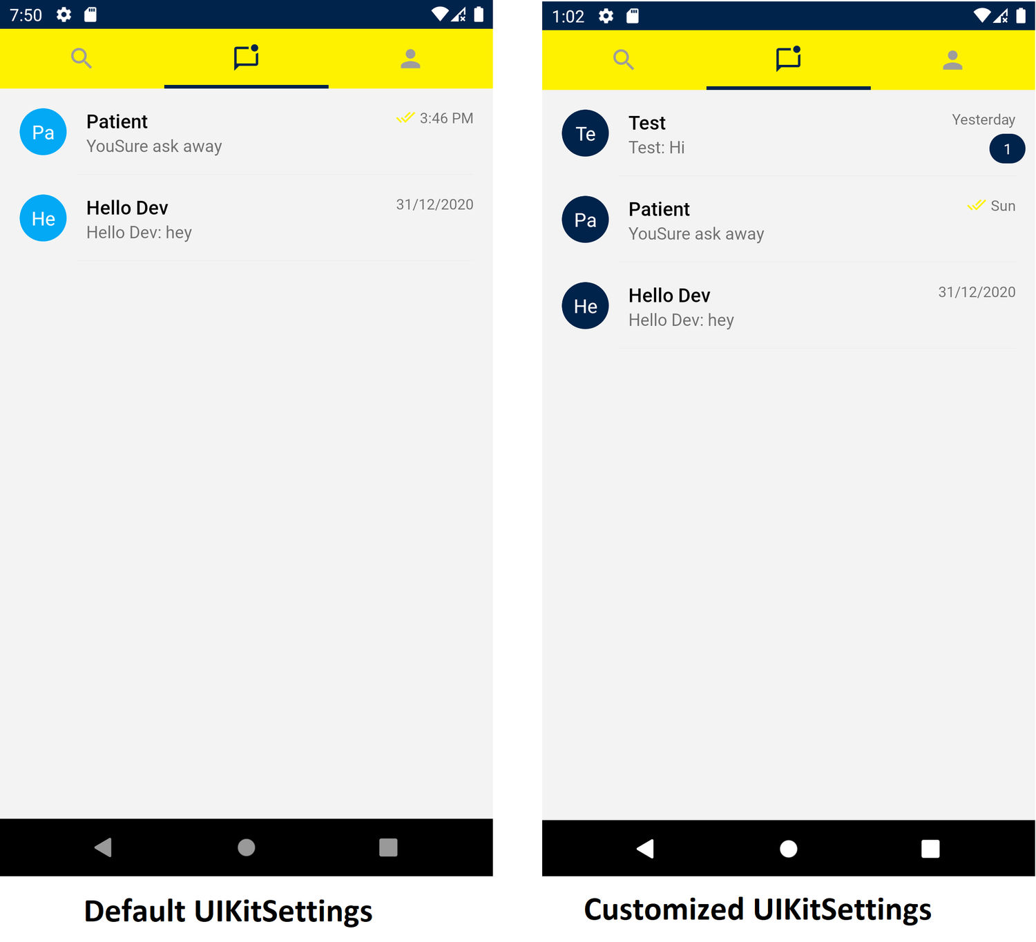 The difference between default and customized UIKitSettings