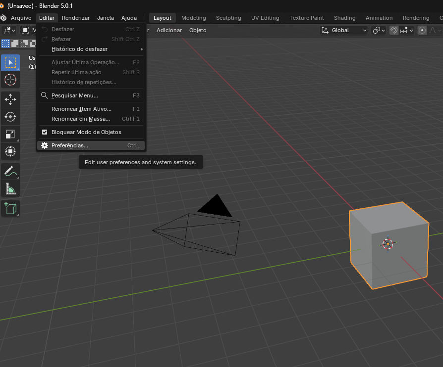 Blender - Menu Edit Preferences