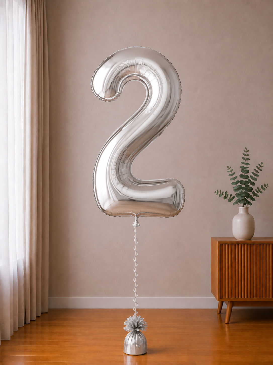 Foil balloon figure "Number" silver metallic from 0 to 9