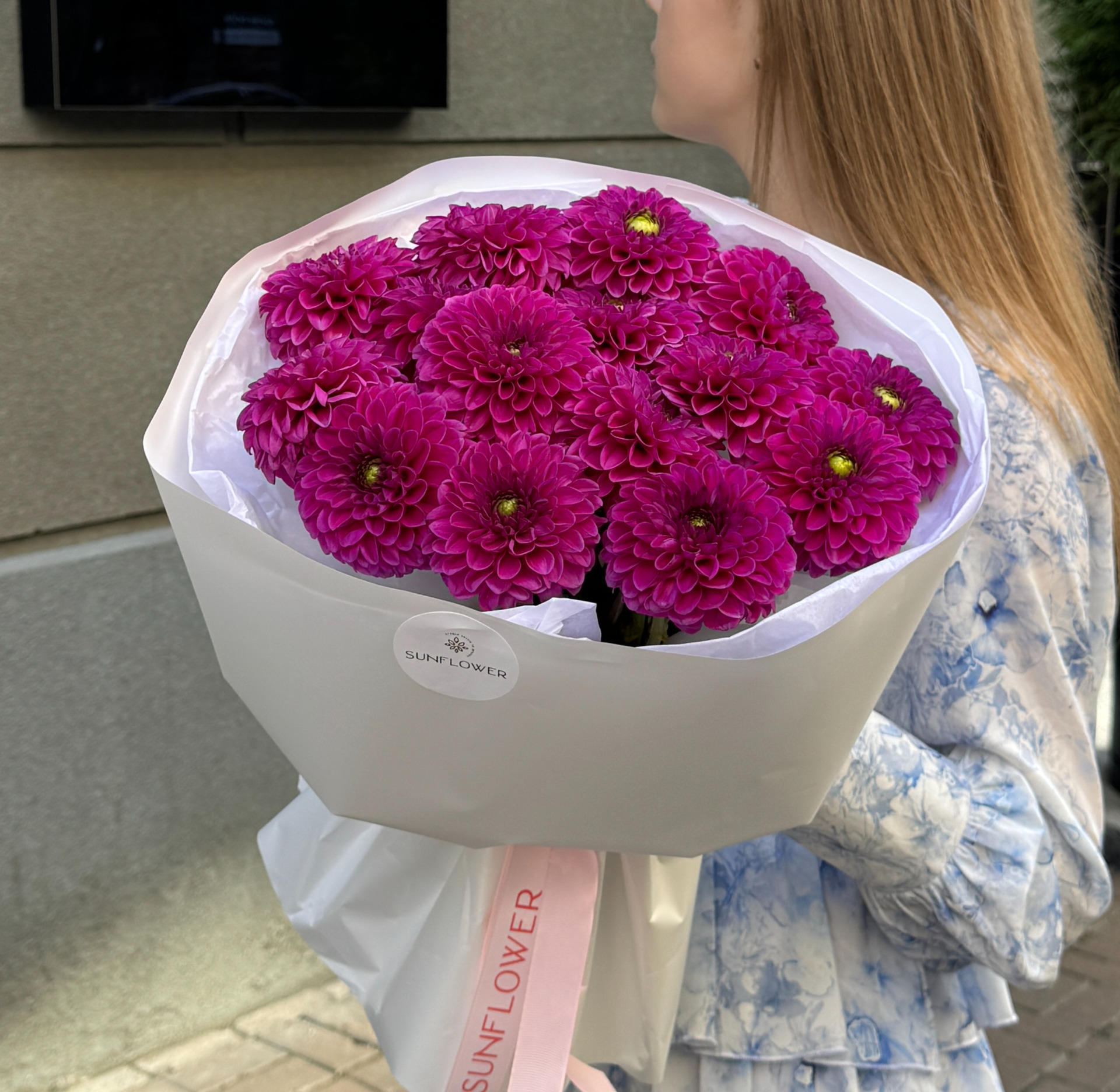 Raspberry-hued dahlias