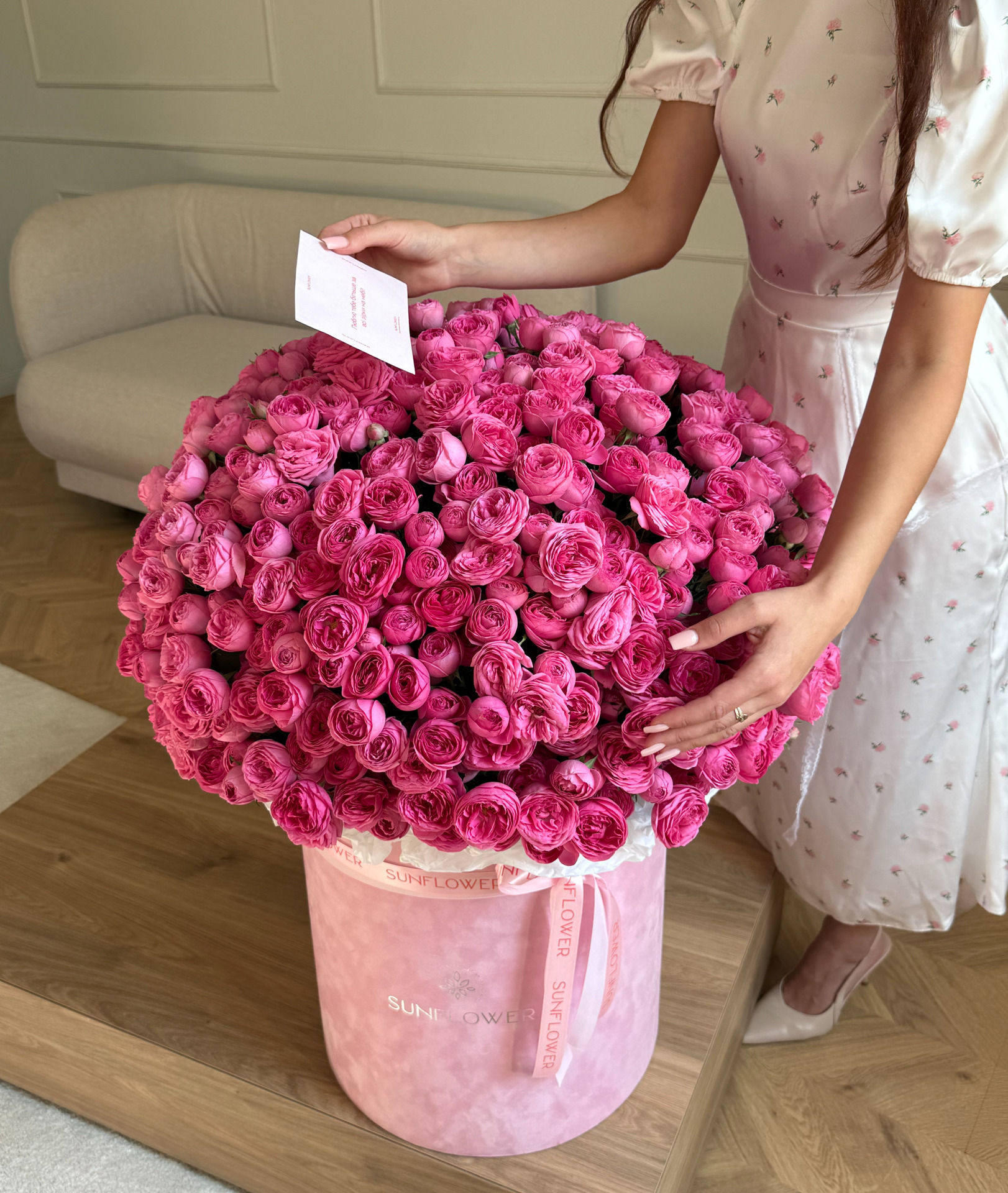 Peony Roses in a Large Flower Box