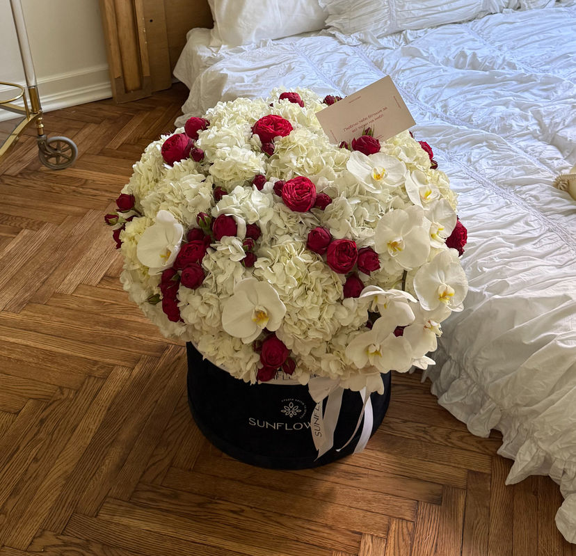 Luxury Flower Box with Hydrangeas, Roses & Orchids
