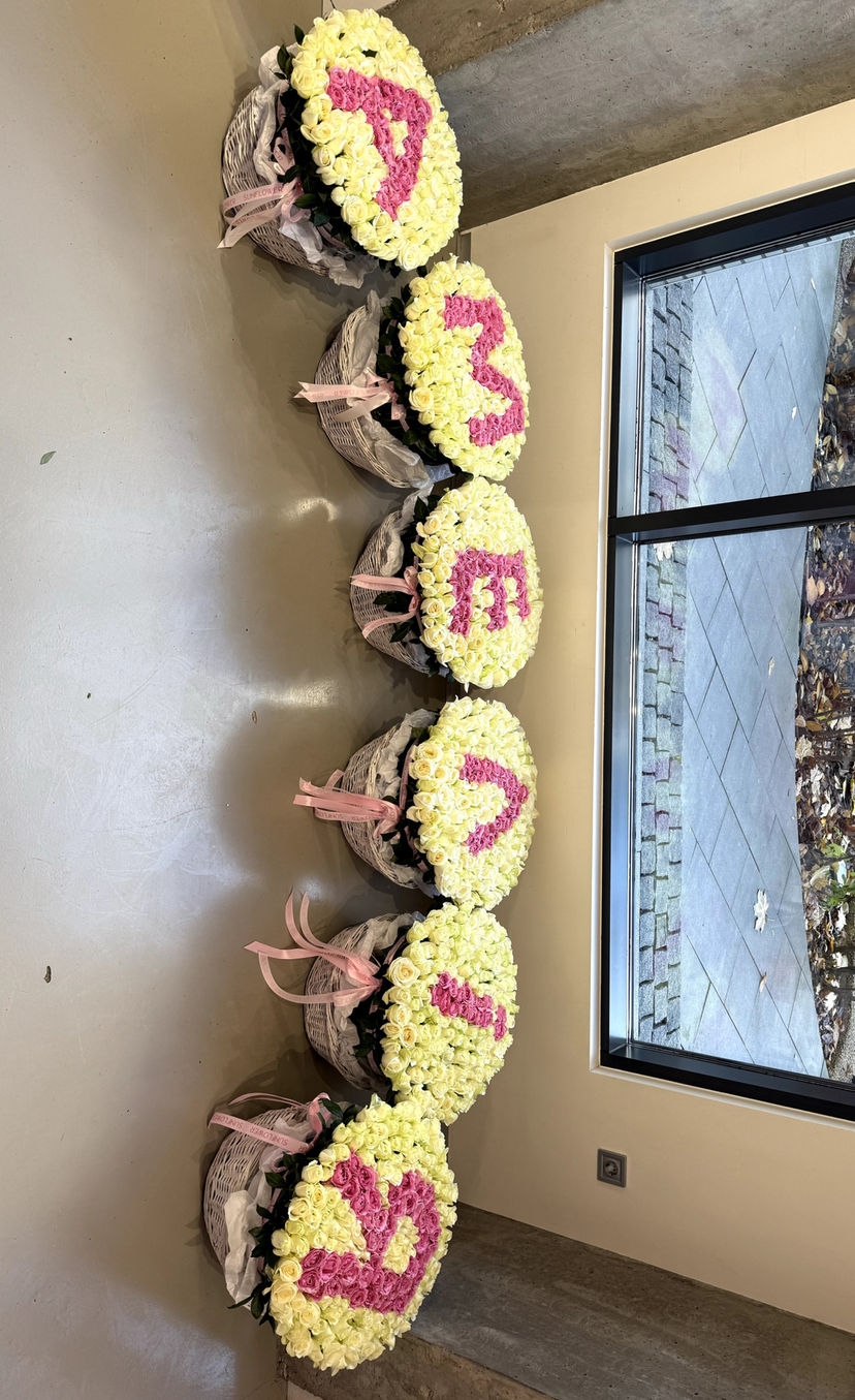 Basket with Letter 151 Roses