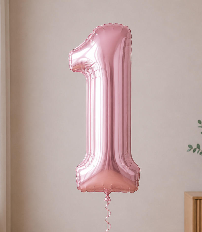 Foil balloon figure "Number" baby pink from 0 to 9