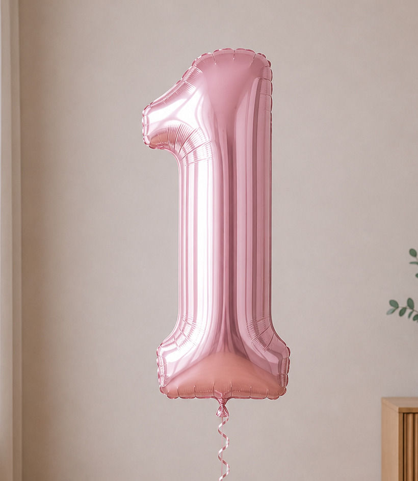 Foil balloon figure "Number" baby pink from 0 to 9