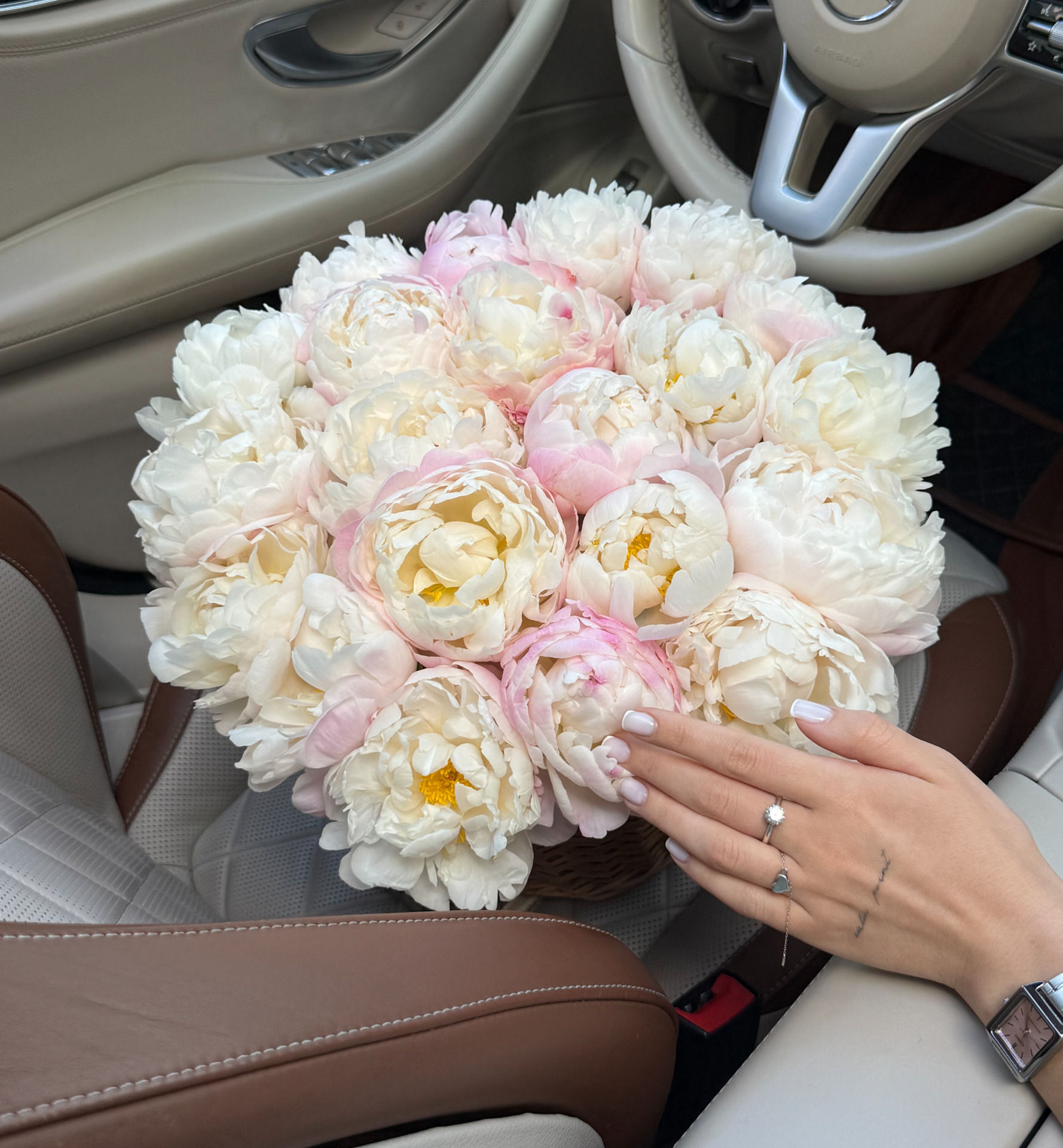 Gardenia Peony Basket Arrangement 21