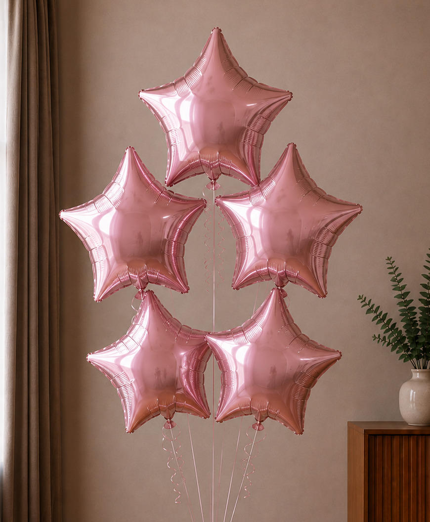 Foil balloon fountain Pink star