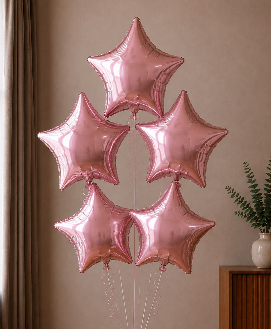 Foil balloon fountain Pink star