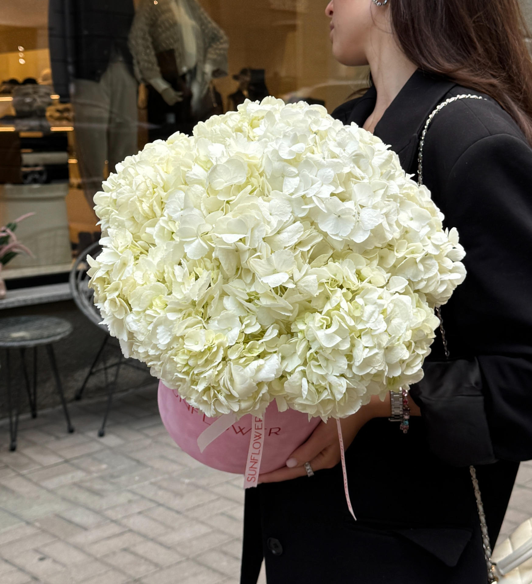 White Hydrangeas in  Box