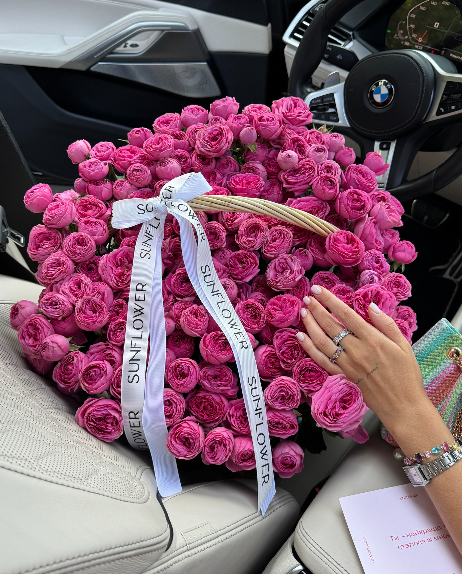 Basket of 65 Peony Roses Giselle