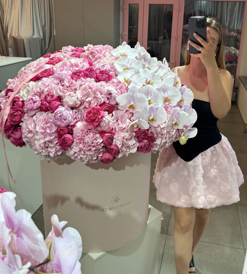 XL Box Arrangement with Hydrangeas, Peonies & Orchids