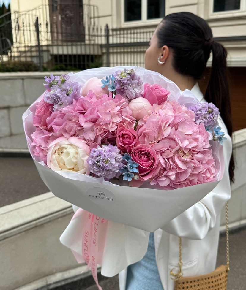 Bouquet with Hydrangeas, Peonies & Roses
