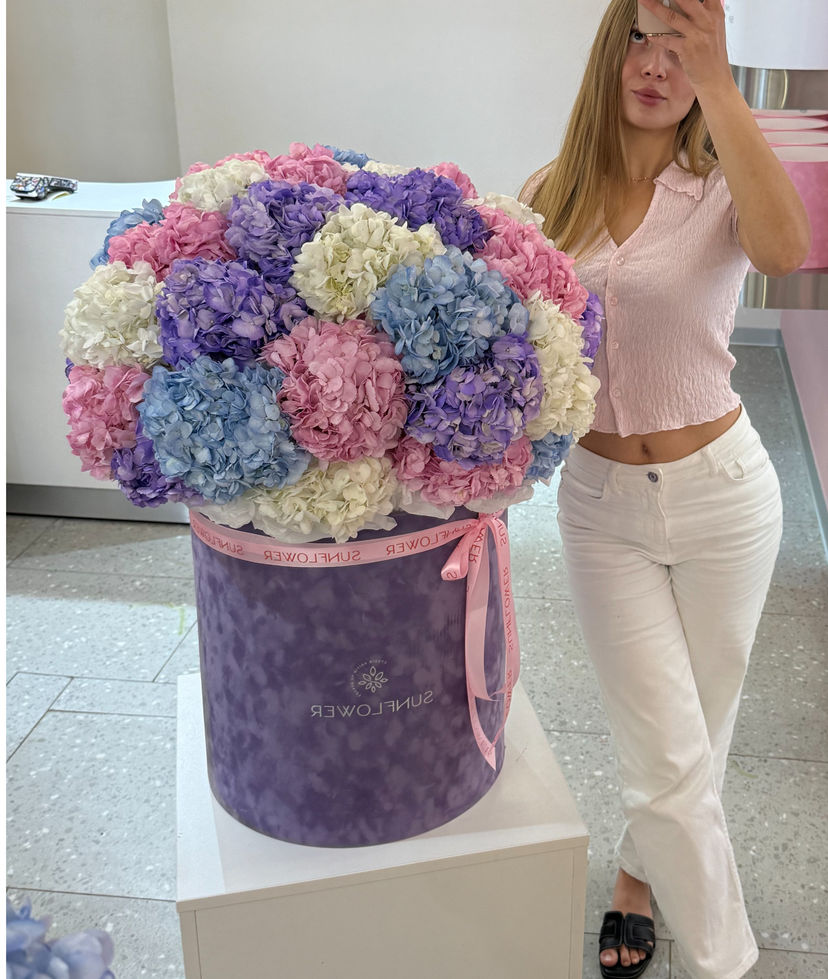 Hydrangea М Arrangement in Velvet Box