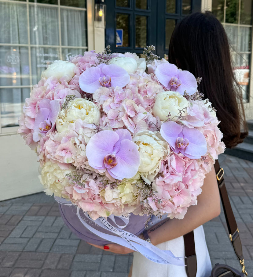 Peonies, Hydrangeas & Orchid Arrangement