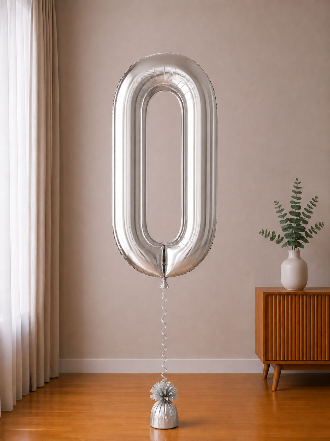 Foil balloon figure "Number" silver metallic from 0 to 9