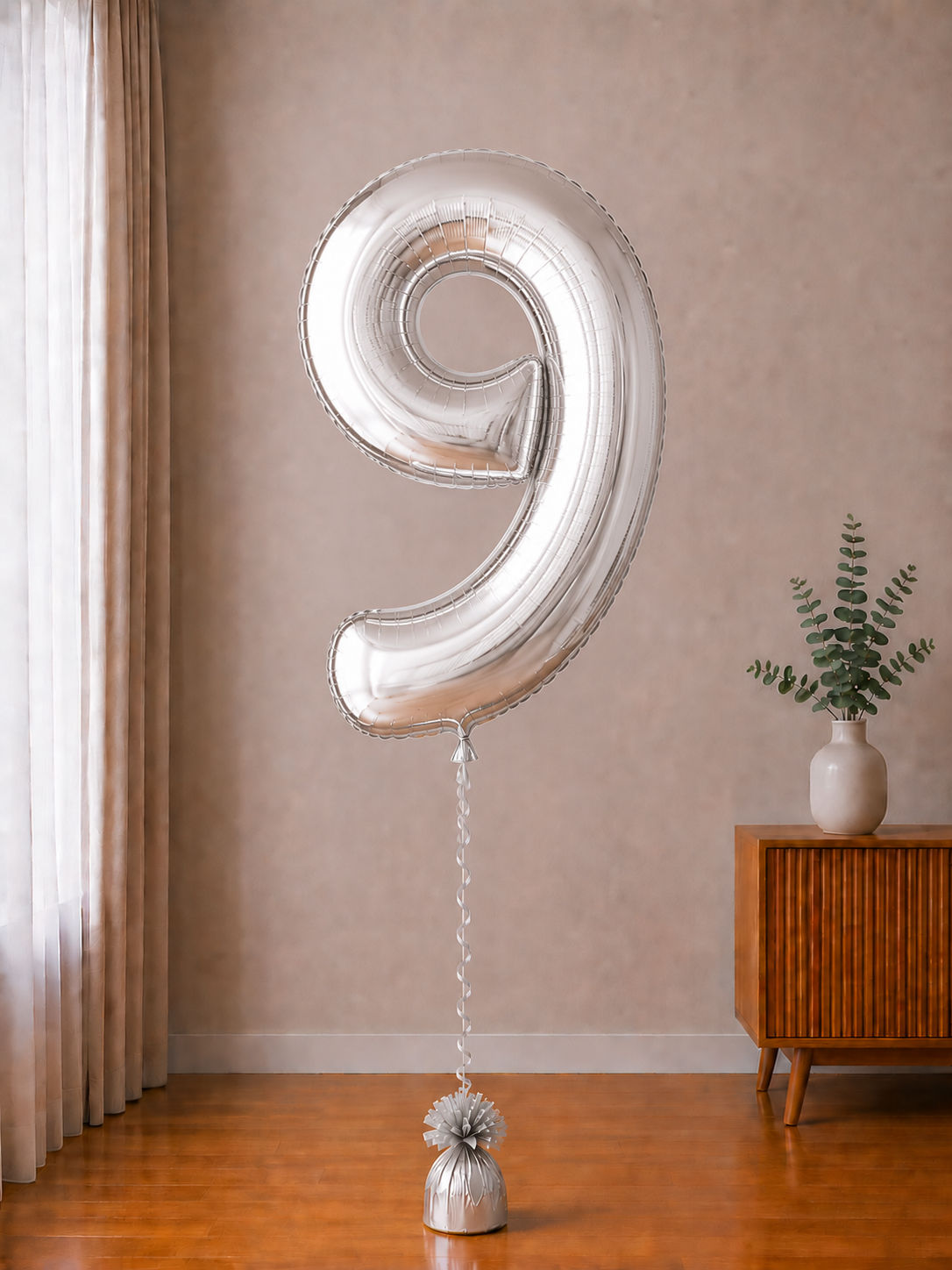 Foil balloon figure "Number" silver metallic from 0 to 9