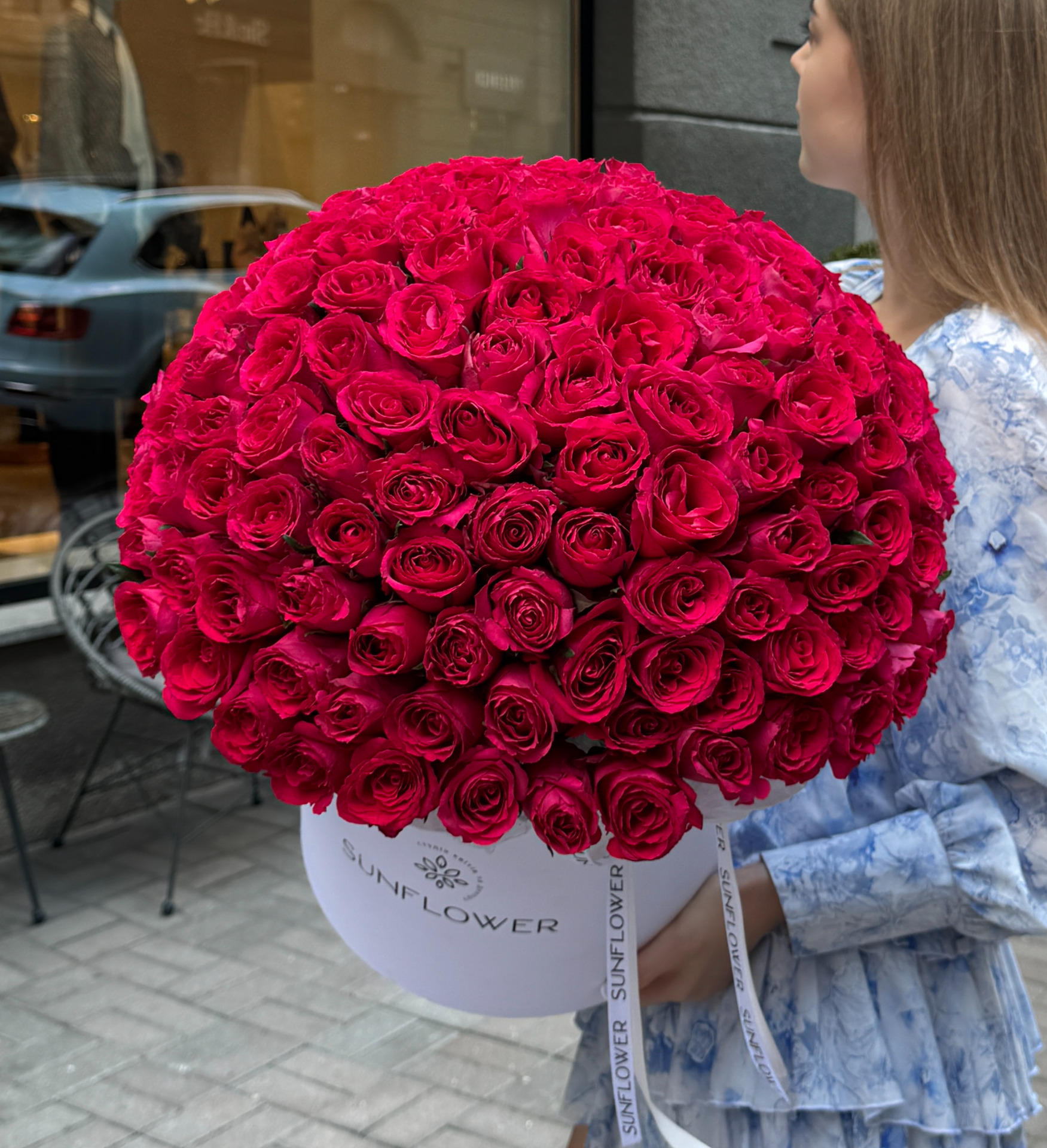 Madam Cerise Roses in a Satin Box