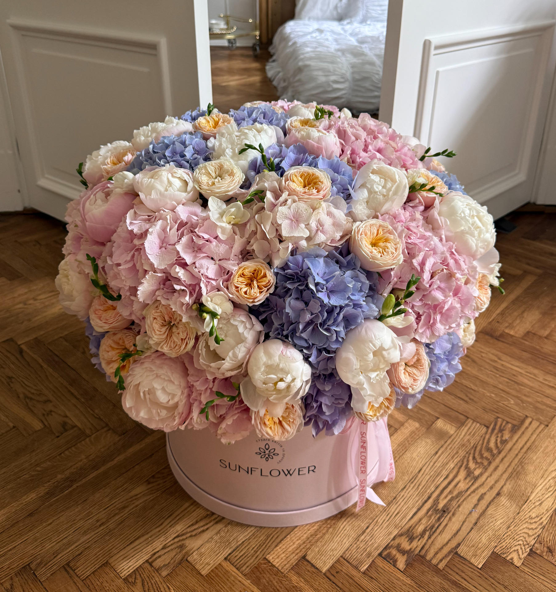 Flower Box with Peonies, Hydrangeas & Roses