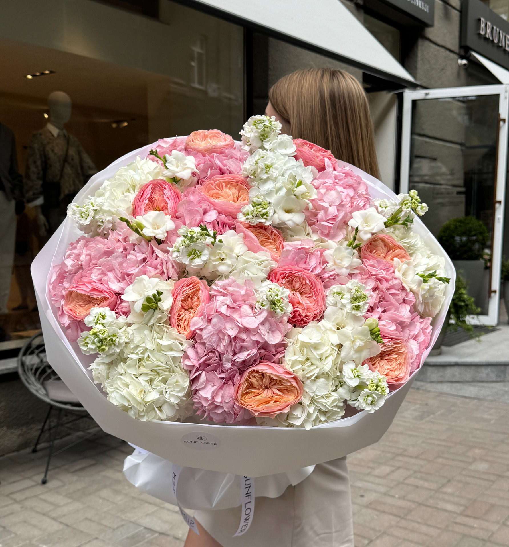 Hydrangea, Garden Rose & Stock Bouquet