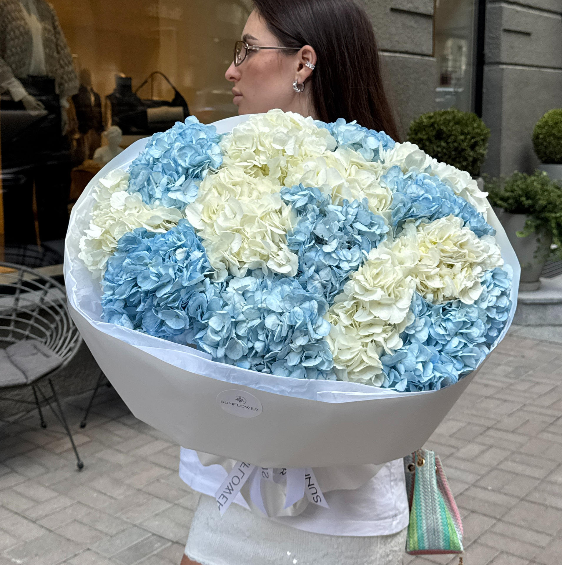 White & Blue Colombian Hydrangea Bouquet