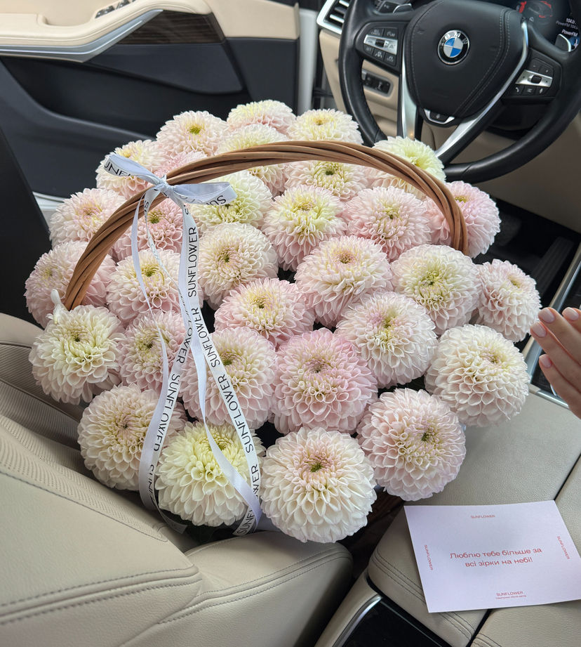 Pink Pearl Dahlias in a Basket