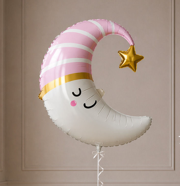 Foil balloon figure "Moon in a pink hat"