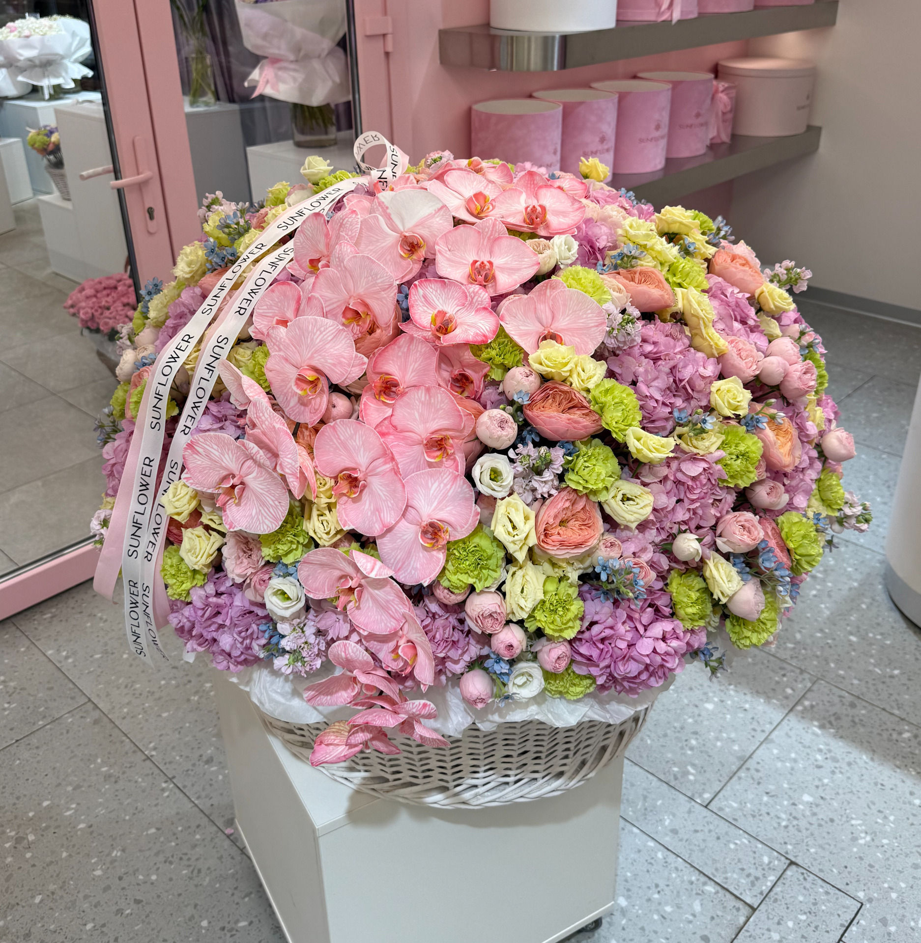 XL Flower Basket Arrangement with Orchids