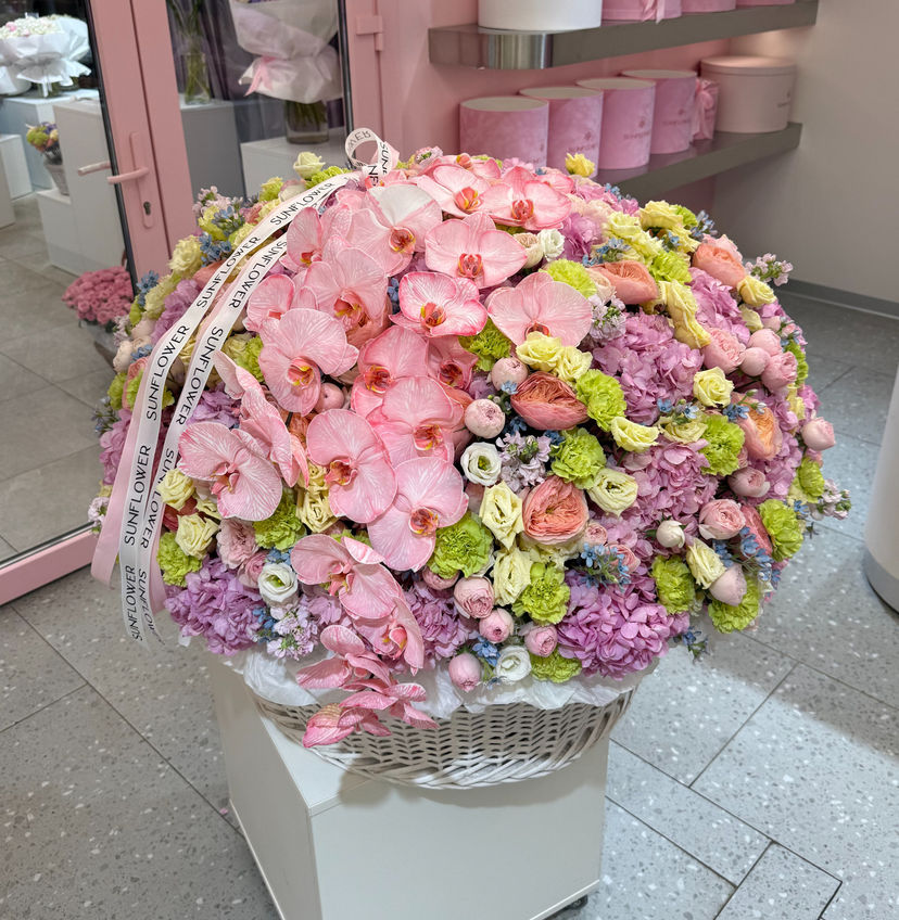 XL Flower Basket Arrangement with Orchids