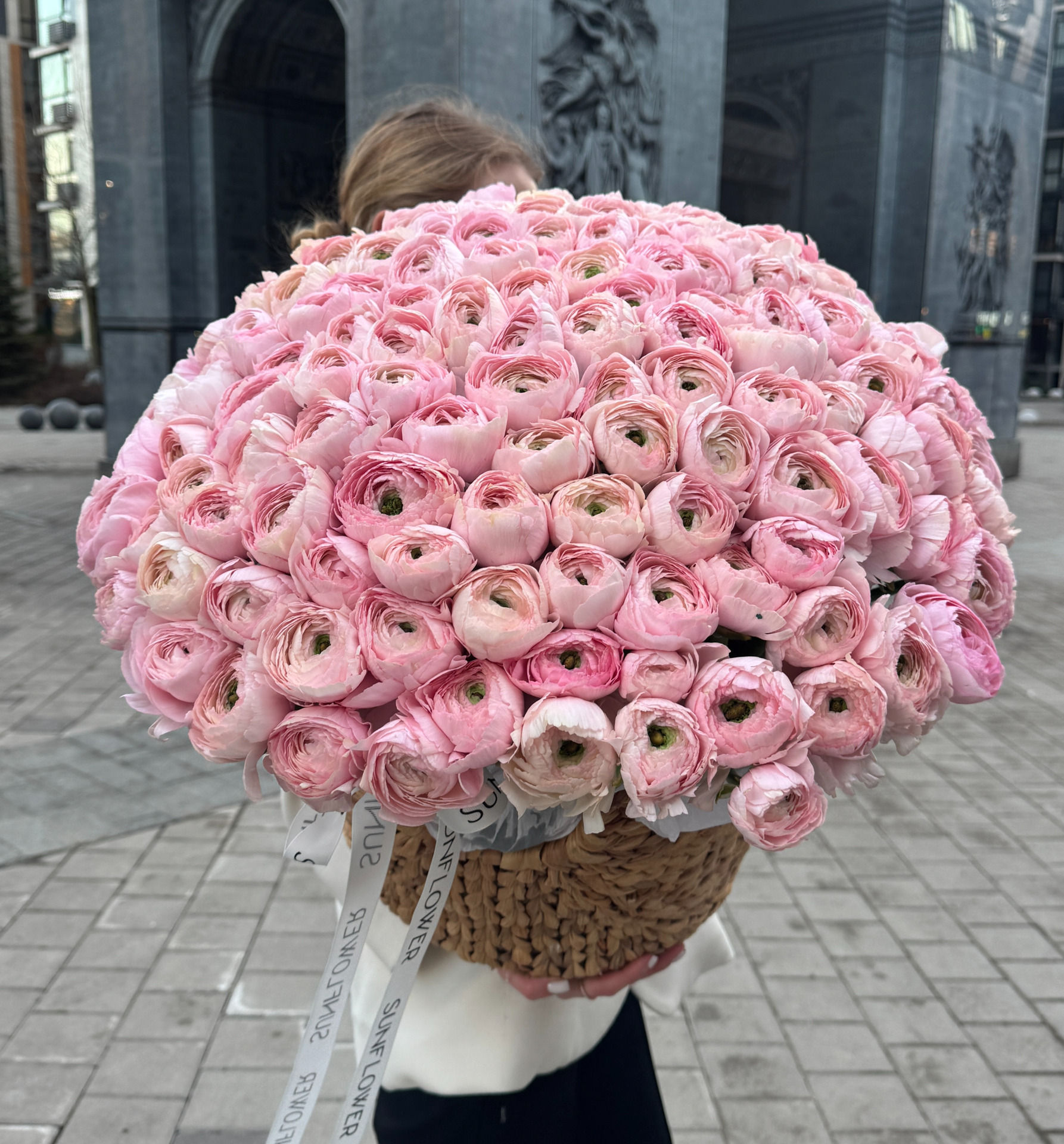 Basket of ranunculus Lady