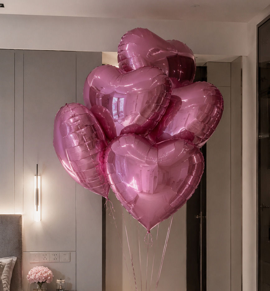 Set of foil heart balloons