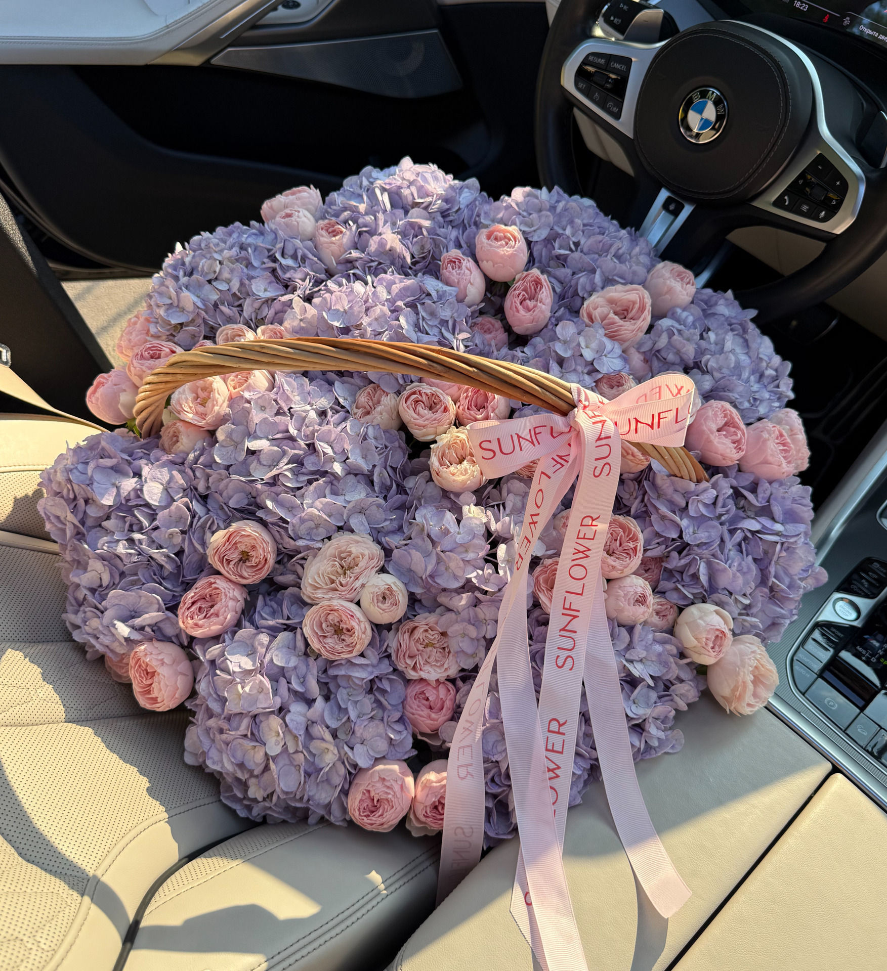Hydrangea & Rose Basket Arrangement S