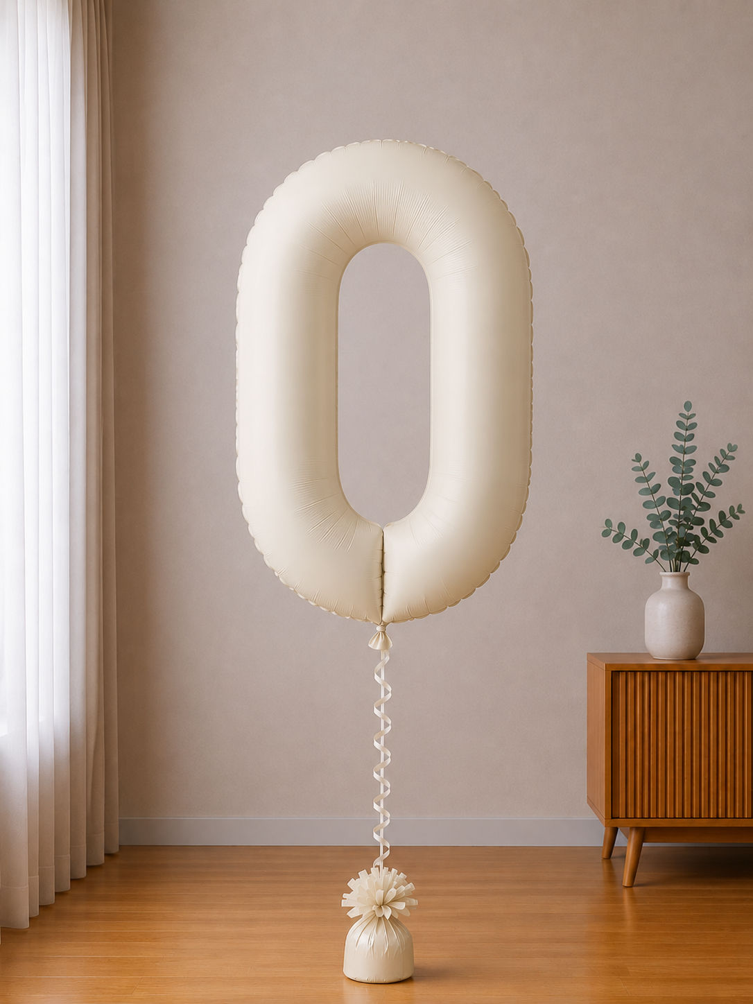 Фольгована кулька фігура "Цифра" слонова кістка сатин від 0 до 9