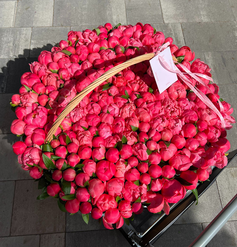 Basket of peonies Coral Charm 301 pieces