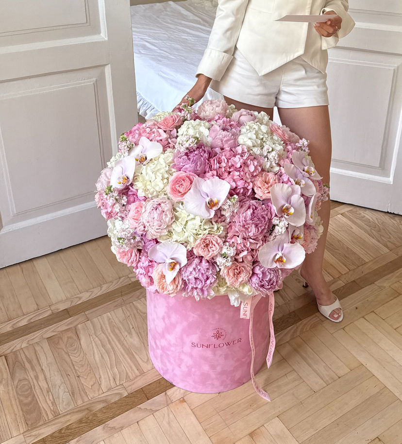 Pink Velvet Box Floral Arrangement