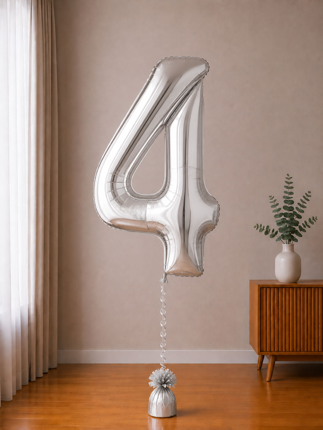 Foil balloon figure "Number" silver metallic from 0 to 9