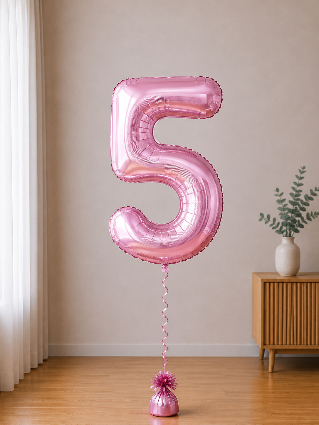Foil balloon figure "Number" baby pink from 0 to 9